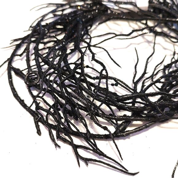 Thorny Stem Vine Garland Sparkling Glitter 70" Floral Wreath Orange or Black - Picture 5 of 7